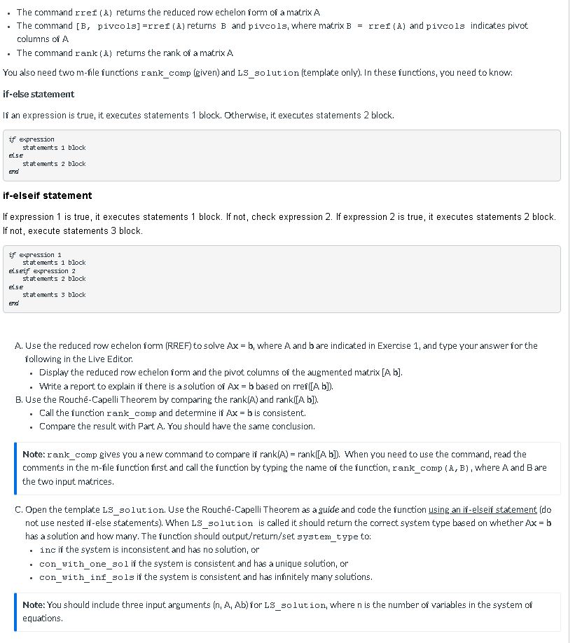  The command rref (is) returns the reduced row echelon form of
