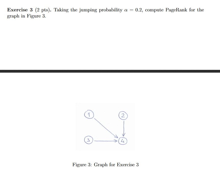 Taking the jumping probability alpha = 0.2, compute PageRank for the
