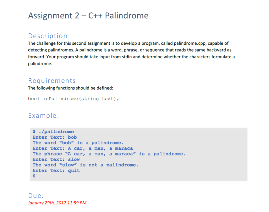 Palindrome in C++ Modify the program so it takes a WORD and