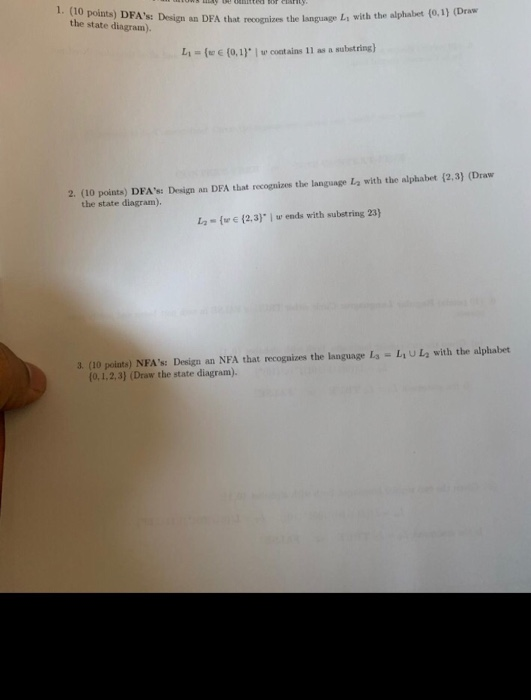  i need help 1. (10 points) DFA': Design an DFA the