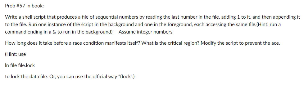  Prob #57 in book: Write a shell script in C++ that