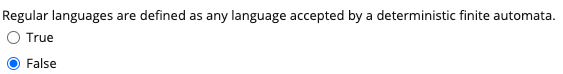 Regular languages are defined as any language accepted by a deterministic