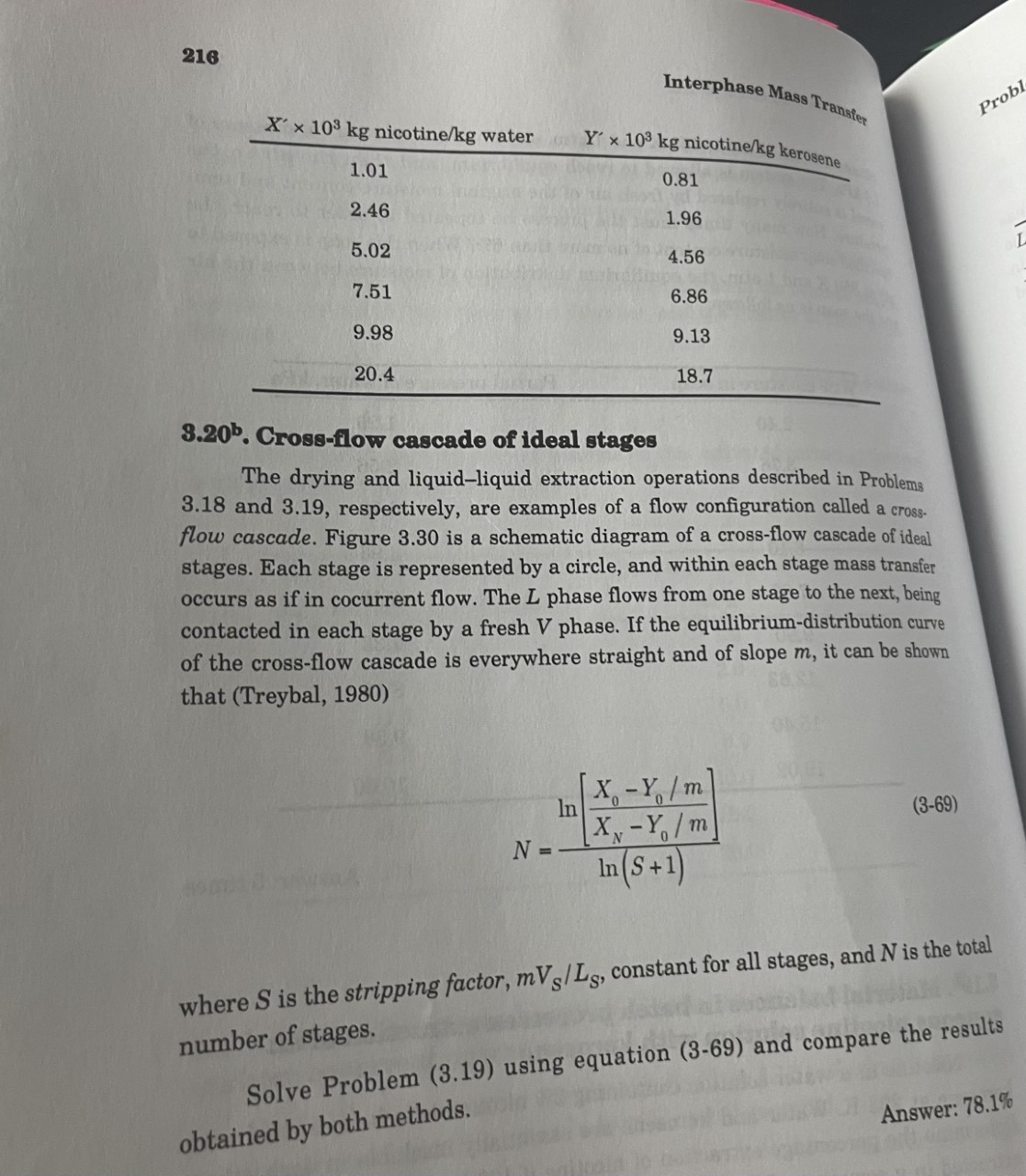of Problems 3.19 and 3.20. Calculate the number of ideal stages required
