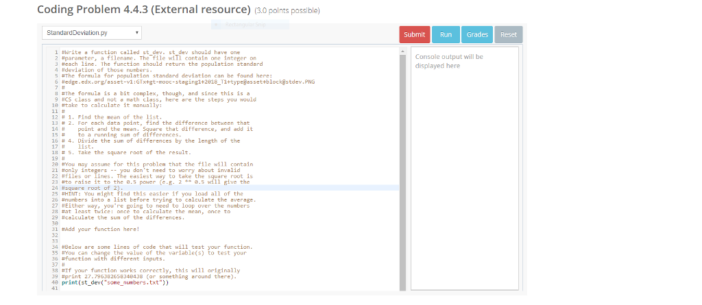  file input/output and function Coding Problem 4.4.3 (External resource) (3.0 polnts