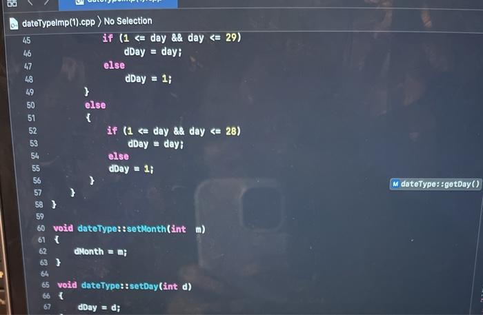 the dateType source code reviewed in class last week, the class dateType