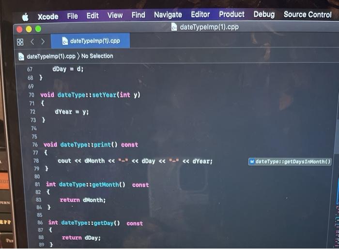 was designed and implemented to do the following operations. Set the month.