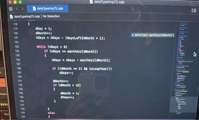in addition to the operations already defined: Return the number of days