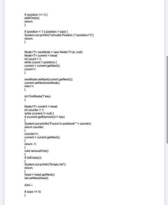 Deal with Circular Linked-List in case of: insertion, Deletion, searching. Tool(s)/Software Java