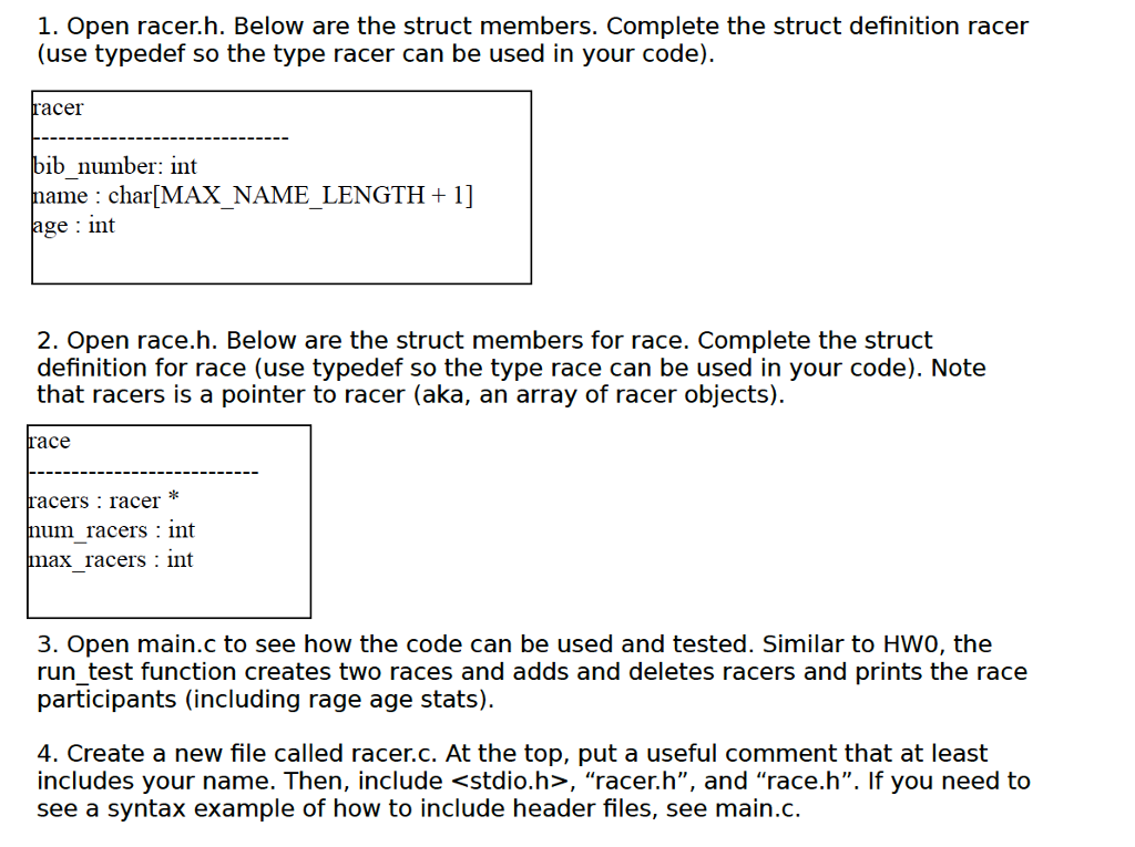  ============================================================================================================== Main.c code : * creates race and racers * main.c