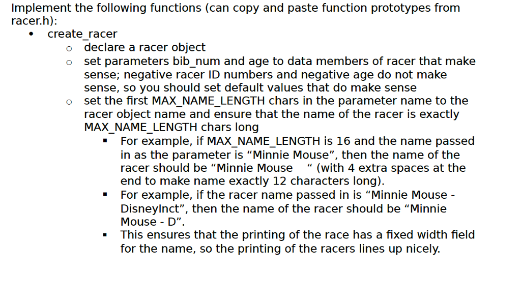 driver provides tests of race and racer * * compile with race.c