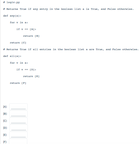  # logic.py Returns True if any entry in the boolean 1ist