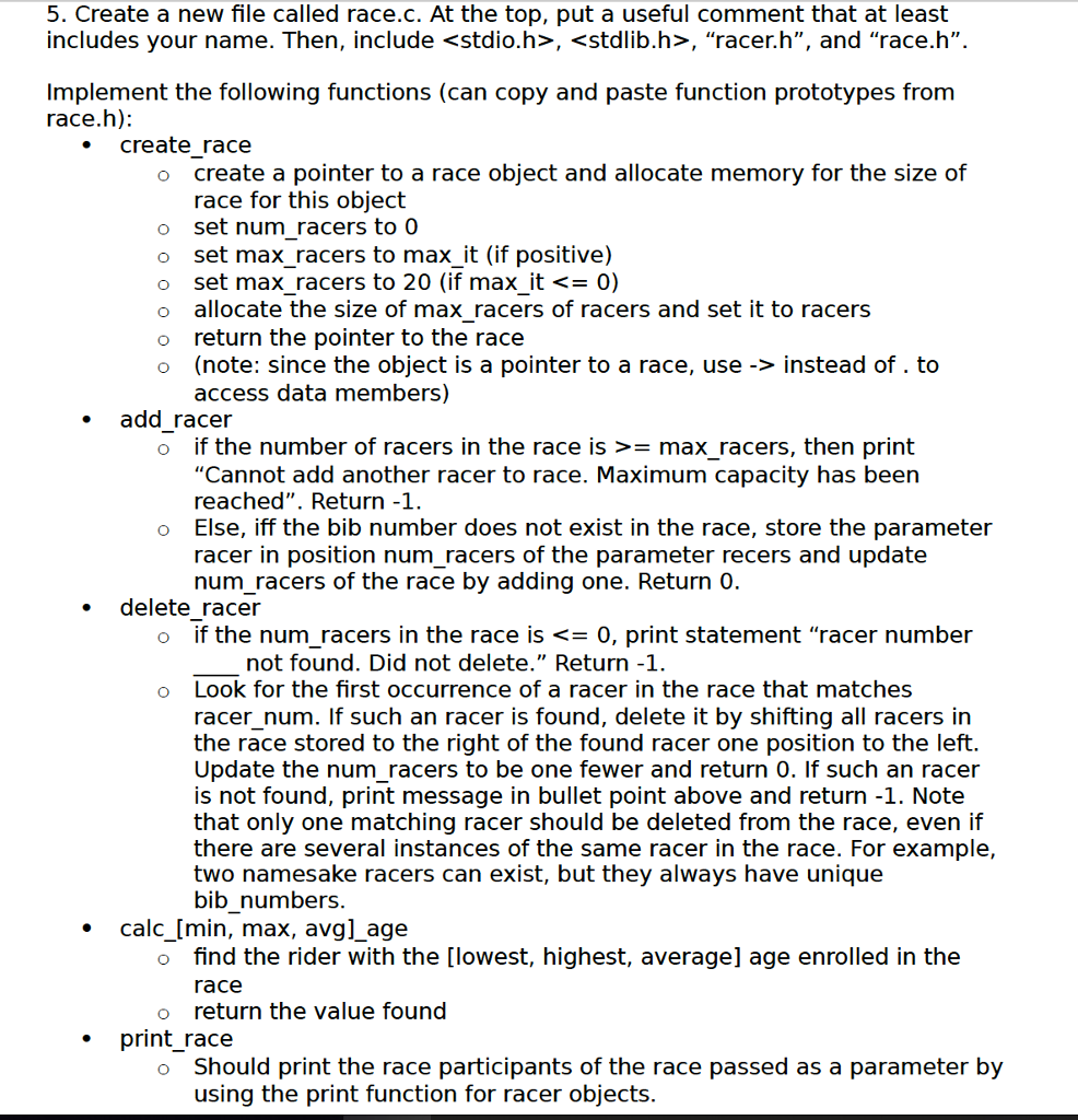 signup race.c racer.c main.c * * If creating signup object file, then