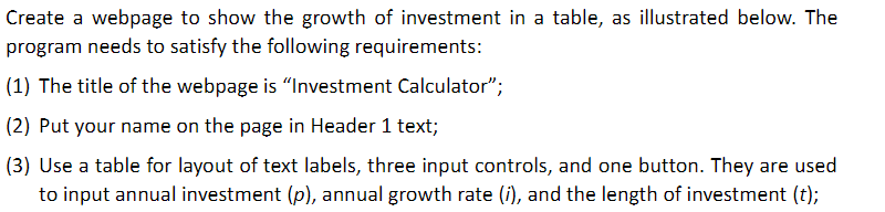 Need help wit HTML AND Javascript. Tables need to look like illustration