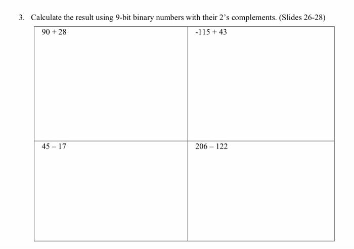  3. Calculate the result using 9-bit binary numbers with their 2's