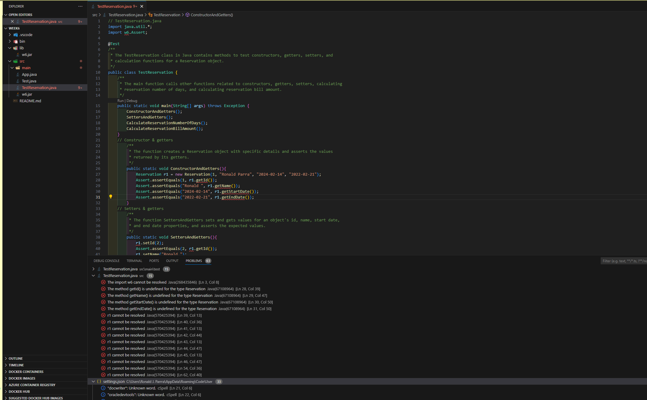  having// TestReservation.java import java.util.*; import w6.Assert; @Test /** * The TestReservation