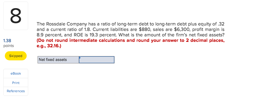 Balance Sheet $19,200 Debt Equity $ 6,100 13,100 Skipped Net income $2,890