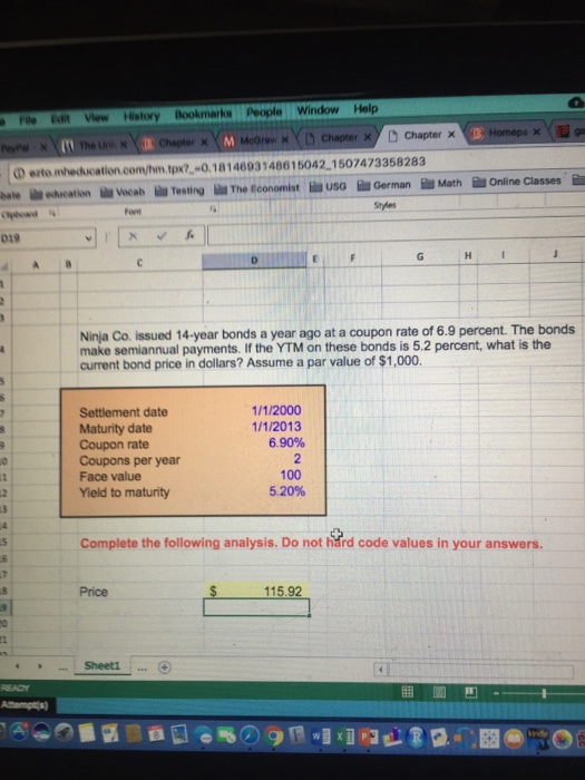  Please do this in excel and show the formula in excel.
