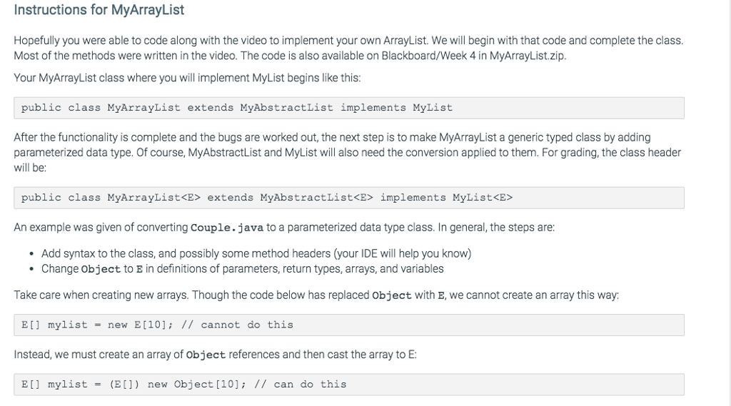  MyList.java public interface MyList { /** THE STUDENT MUST WRITE THE