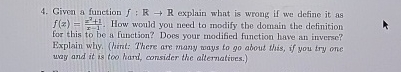  Given a function f:RR explain what is wrong if we define