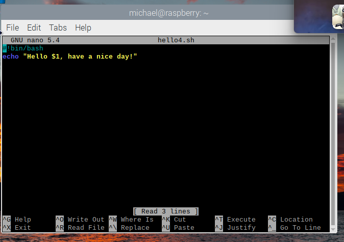is not working and I'm not sure as to why michael@raspberry: File