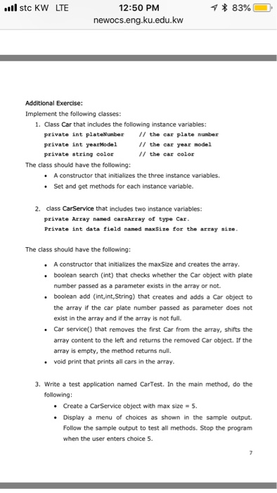 java ..ll stc KW LTE 1 * 83% 12:50 PM newocs.eng.ku.edu.kw Additional