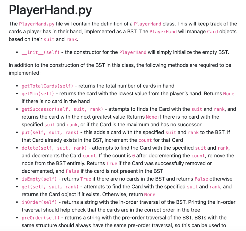 Card: suits = ["C", 'D', 'H', 'S'] ranks = ['A', '2', '3',