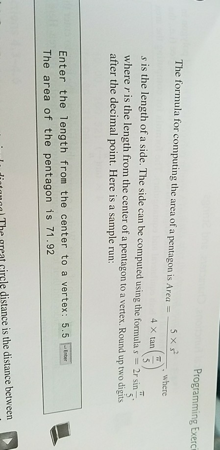 Section 4.2 4.4 (Ge foll Geomer: area of a pentagon) Write a