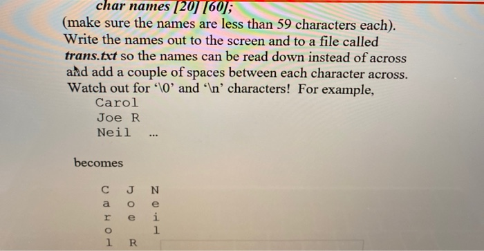 Write a C Program called trans.cpp that reads in 15-20 family and