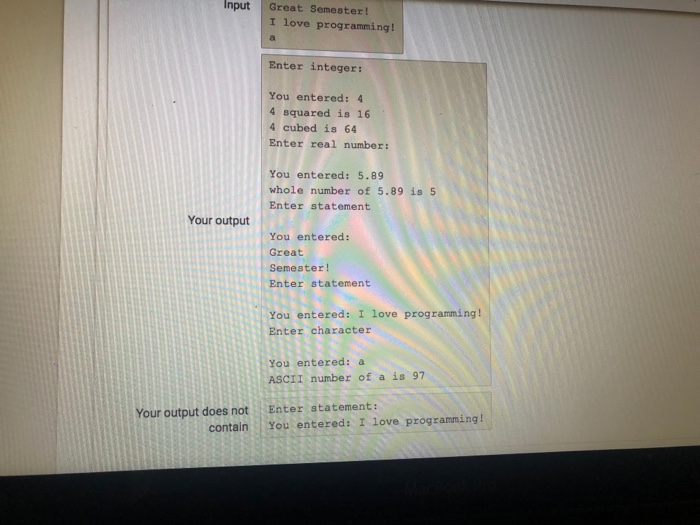 next) method(2 pts) Enter statement Great Sementer (3) Input and output String