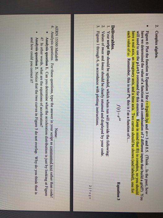  2. Complex algebra Figure 6: Plot the function in Equation 3