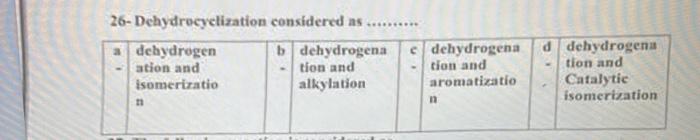  26- Dehydrocyelization considered as