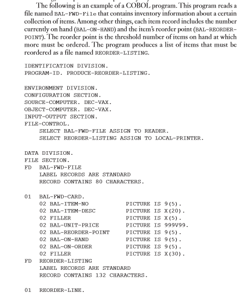  Using the COBOL program shown above, analyze the program in detail.