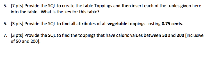 and then insert each of the tuples given here into the table.