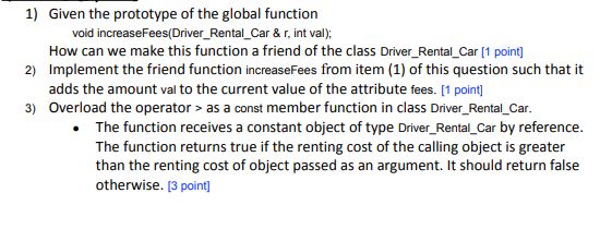 string number; int rental_days; public: Rental_Car(); Rental_Car(string model, string number, int rental_days);