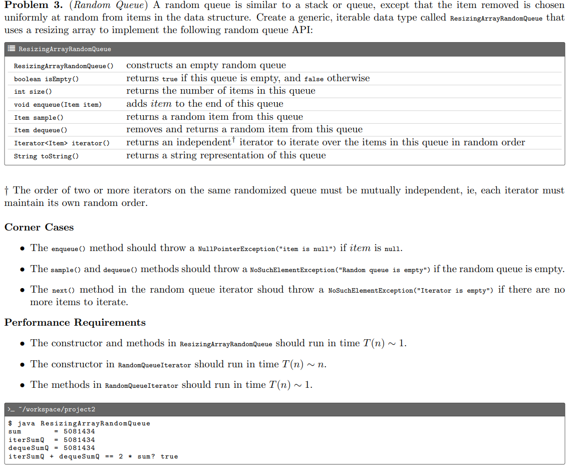  import java.util.Iterator; import java.util.NoSuchElementException; import stdlib.StdOut; import stdlib.StdRandom; // A data