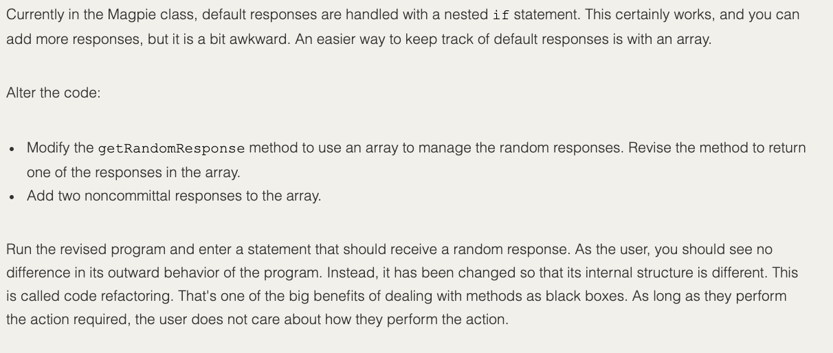 to make sure the edited program follows the Rubric. Rubric Magpie4: public