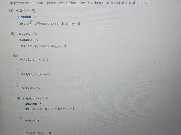shows the value of a predicate Mix,y) for every possible combination of