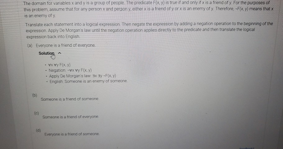 values of the variables x and y. The domain for x and