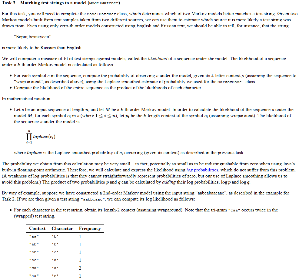 model order parameter */ int k; /** ngram model of order k