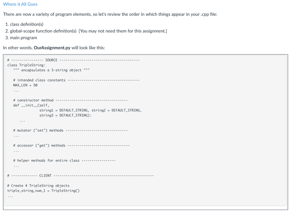 2R - Lab Homework Requirements A Simple Class: TripleString Understand the Application
