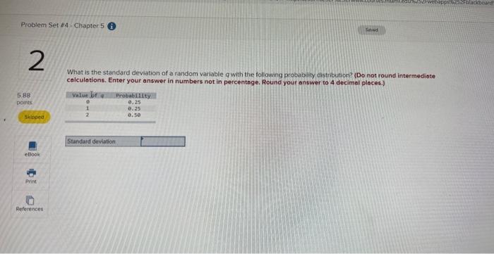  What is the standard deviation of a random variable q with