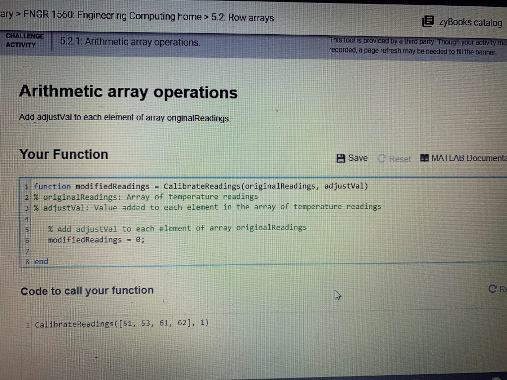 ary ENGR 1560: Engineering Computing home 5.2: Row arrays E zyBooks