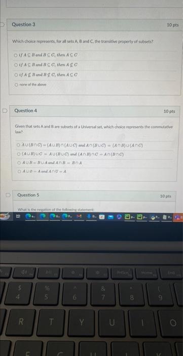 B the inchasbon of intersection? ABAABCB at of the above nover thin