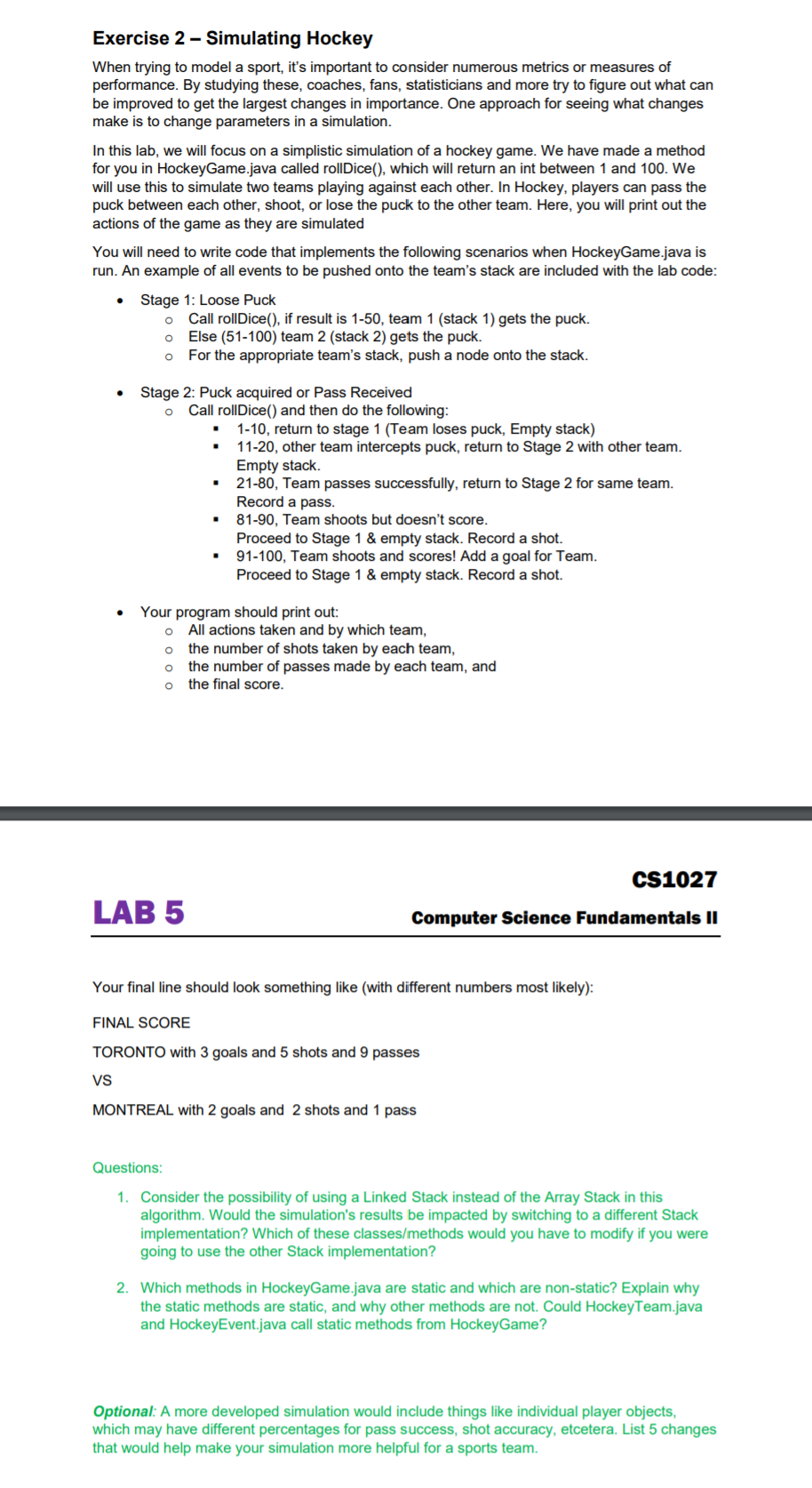 /** * @author Lewis and Chase * * Represents an array