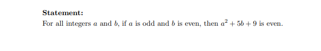 please help me with this asap thanks Statement: For all integers a