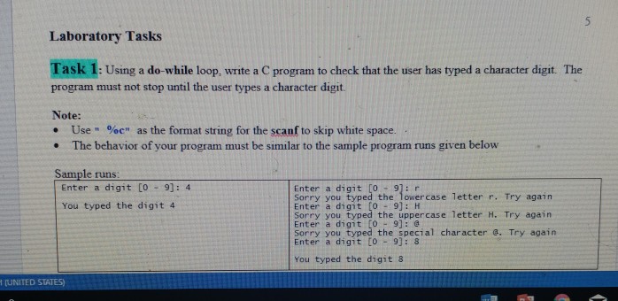  write a c program with loops Laboratory Tasks Task 1: Using