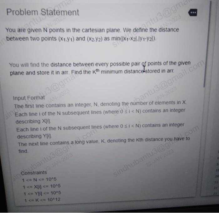  coding question You are given N points in the cartesian plane.