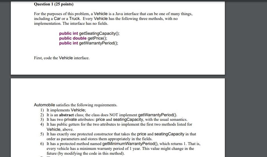 Question 2 (25 points) Create the following classes. 1) Date with a)