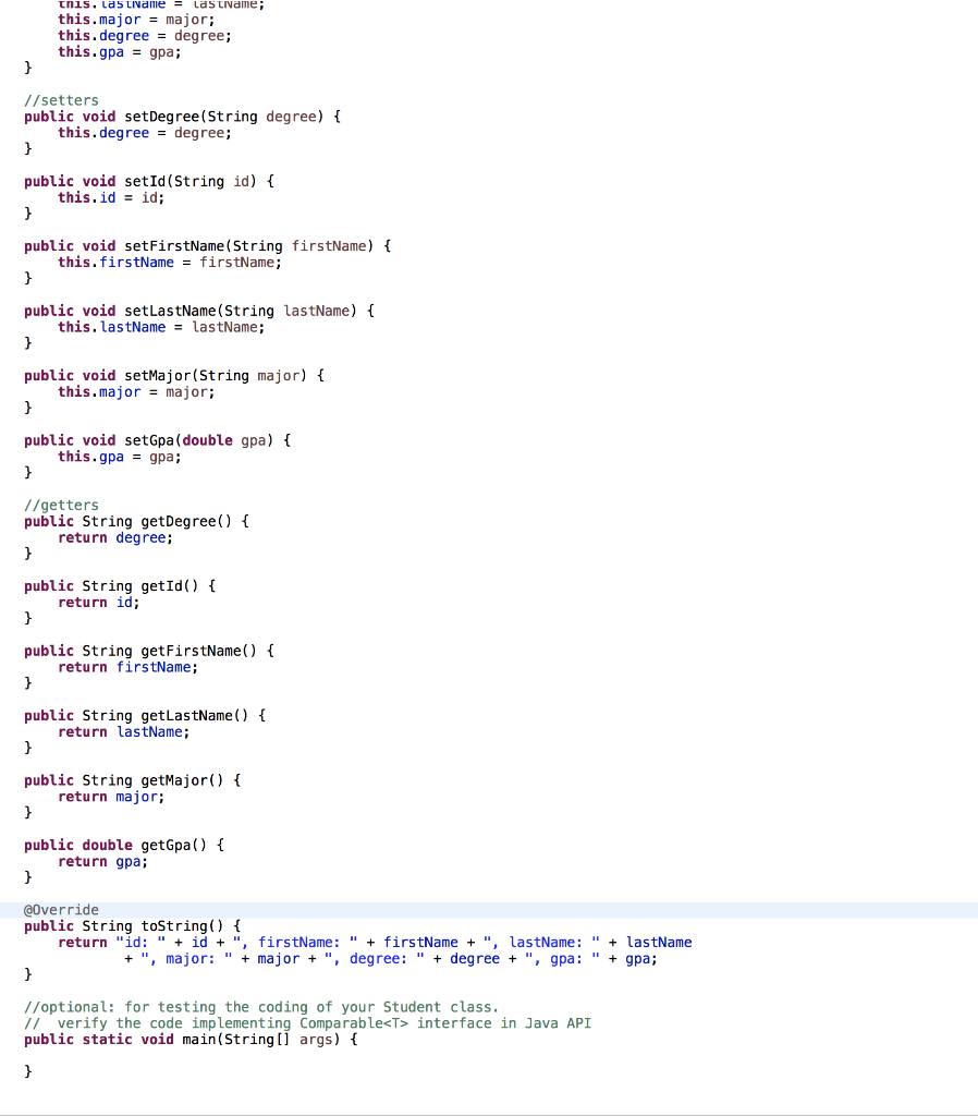 using the given code from the Student and TestStudents classes. Then if