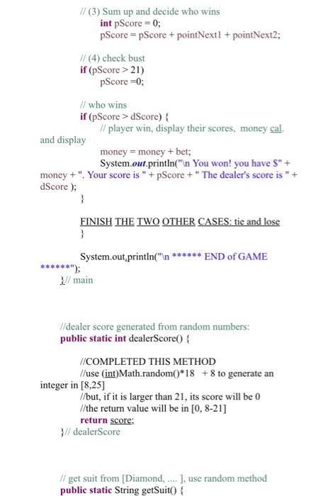 score: o Card number is generated from 1-13. o Score is not